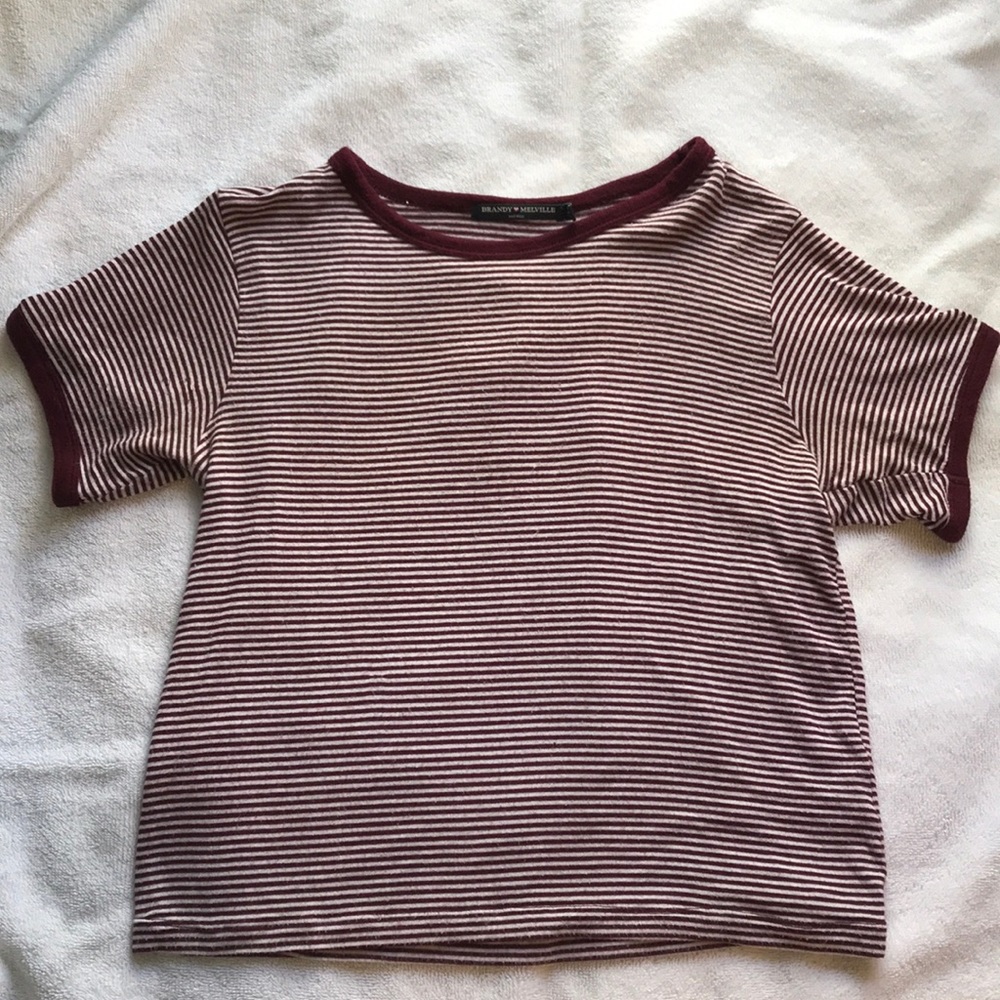 Brandy Melville Maroon Ringer Tee